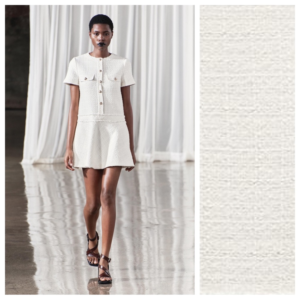 Zara Off-White Textured Short-Sleeve Mini Dress